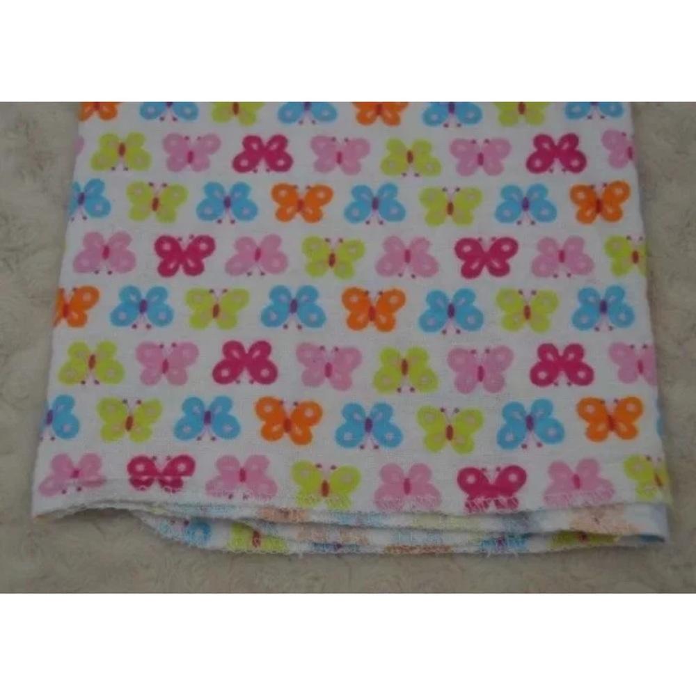 Cudlie Butterfly Flannel Baby Blanket Receiving White Pink Blue Orange Lovey